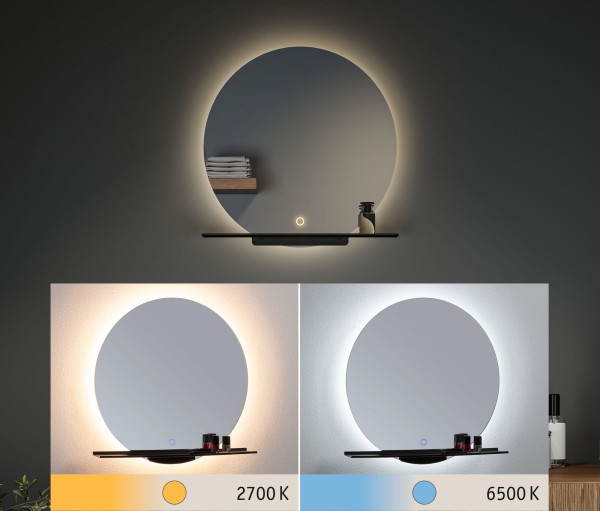 Miroir miro rond ip44 tunw led 11w 500mm noir 230v metal/ac