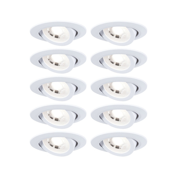 Encastré orientable 70° d.82mm led intégrée x10 4,8w 580lm 3000k blanc 230v