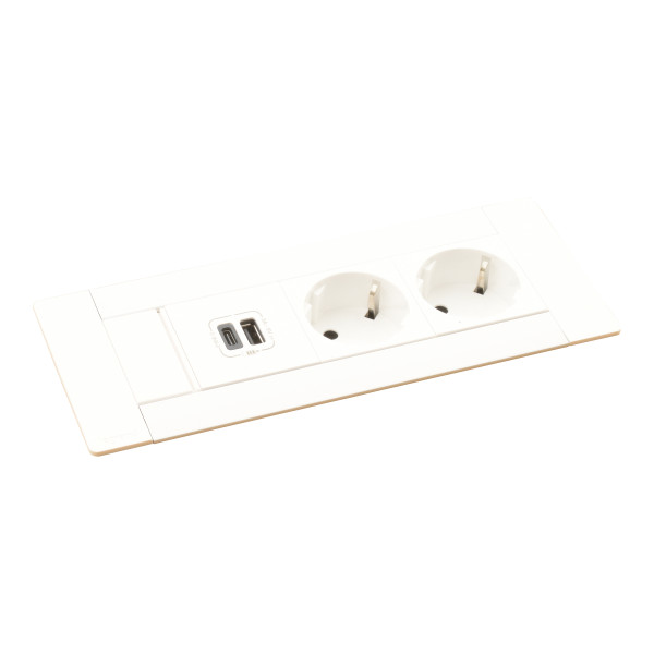 Prise multilink incara horizontal 2x2p+t schuko + usb a+c - cord 2m - blanc