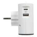 Legrand - Fiche multiprise extra-plate 6A avec 2 prises 2P + USB Type-A + Type-C et support smartphone - blanc et gris foncé