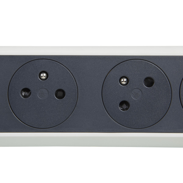 Legrand - Rallonge multiprise rotatif avec 3 prises de courant Surface et interrupteur avec cordon 1,5m - blanc et gris foncé