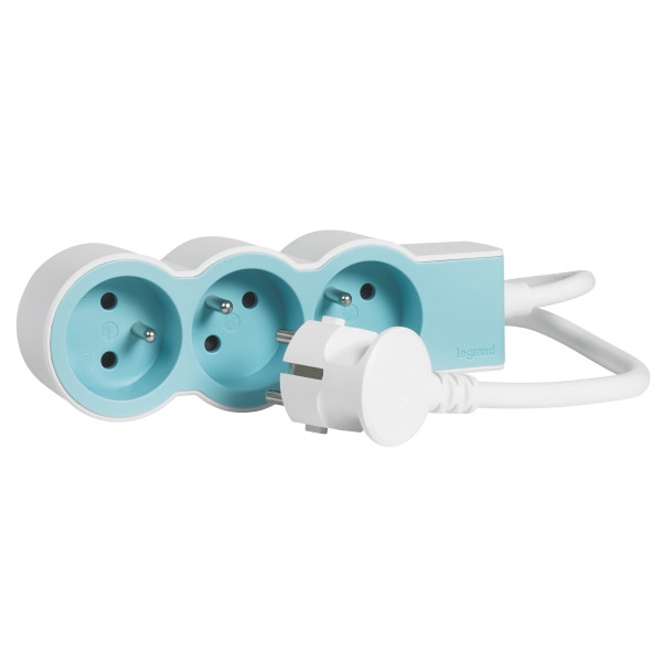 Legrand - multiprise fb 3x2p+t standard 1.5m 1mm2 blanc/bleu