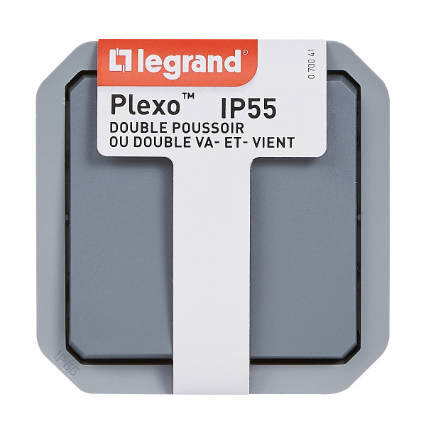 Double interupteur / va-et--vient ou poussoir plexo composable - gris