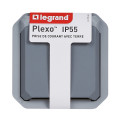 Prise de courant avec volet plexo composable - gris