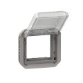 Adaptateur plexo pour mosaic 2 modules à volet transparent - gris