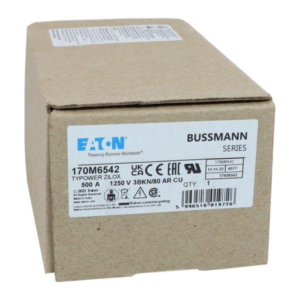 Fuse 500a 1250v 3bkn/80 ar cu 