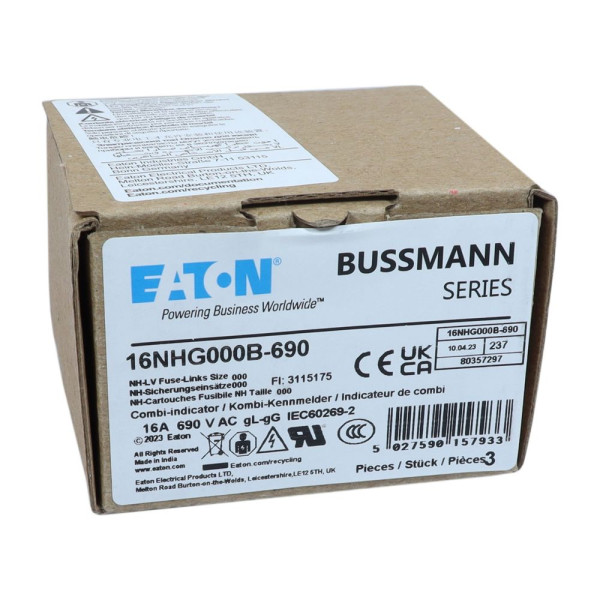 Nh fuse 16amp 690v gg size 000 