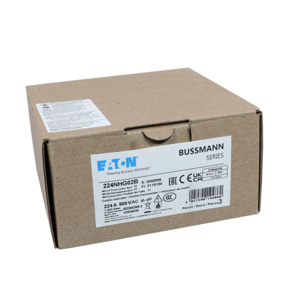 Nh fuse 224a 500v gg/gl size 02 