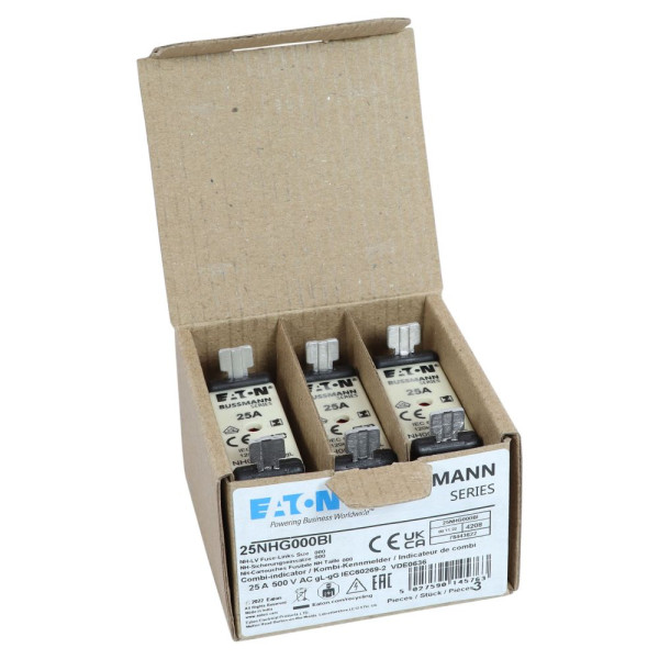 Nh fuse 25a 500v gl/gg size 000 