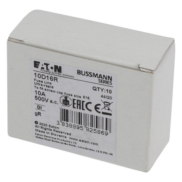 Fuse 10a di/e16 gr 500vac 