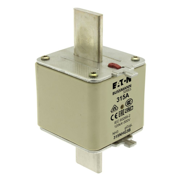 Nh fuse 315amp 500v gg size 3 dual ind 