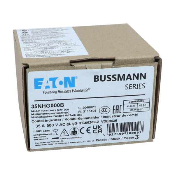 Nh fuse 35a 500v gg/gl size 000 