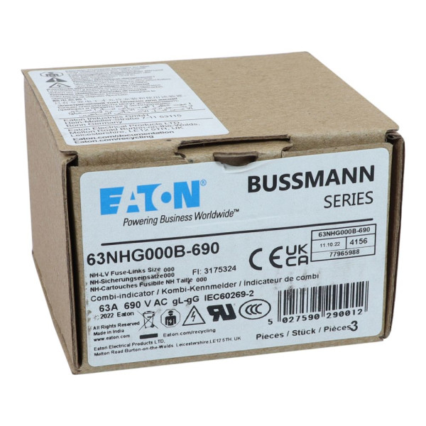 Nh fuse 63a 690v gg size 000 