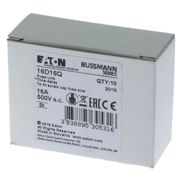 Fuse 16a di/e16 500vac dz 