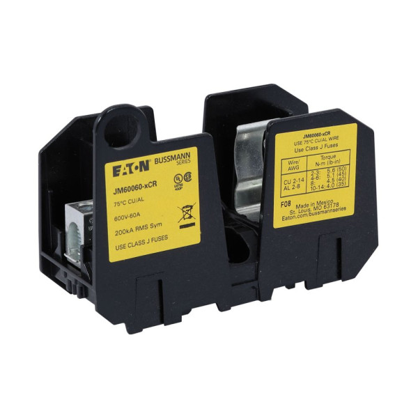 Class j fuse block 600v 60a - 1 pole 