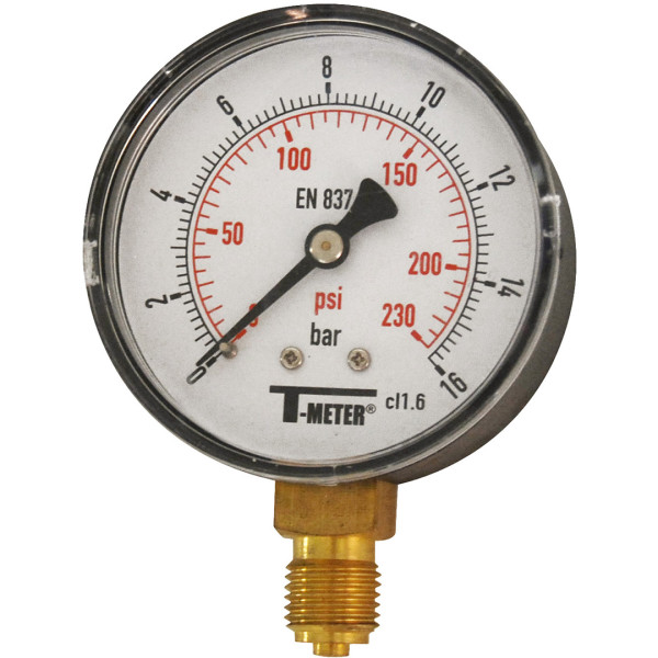 Manomètre à boitier abs-sec-ø63-radial-raccord 1/4 bsp 0-25 bars psi 0/360