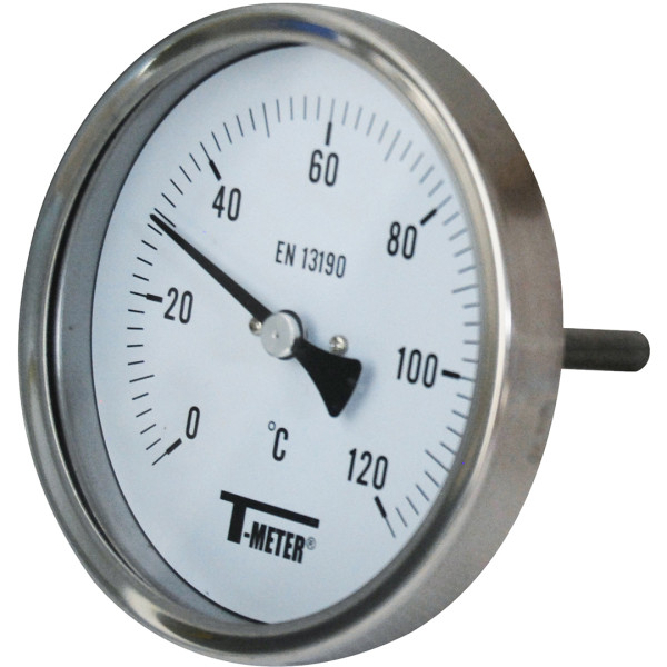 Thermomètre bi-métallique-tout inox-axiaux-d.100-plongeur 100 mm dn 100 