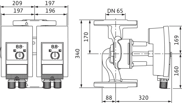 Circulateur double à haut rendement wilo-yonos maxo-d 65/0,5-16 pn6/10 (2120671)