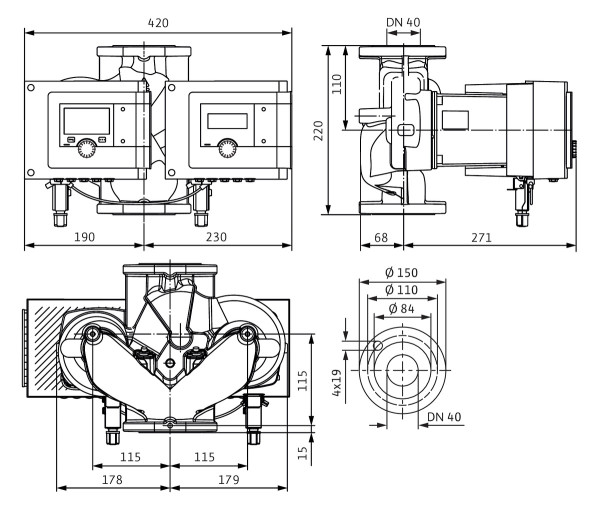 Circulateur double intelligent wilo-stratos maxo-d 40/0,5-8-r7 (2217975)