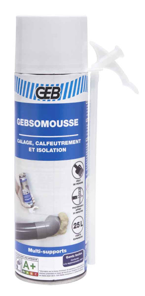 Gebsomousse aérosol 500 ml : Mousse PU polyuréthane de calage, de calfeutrement et d’isolation