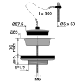 Bonde évier ø60mm laiton,bouchon enjoliveur inox,cuvette ø85mm,serrage 10 à 70mm