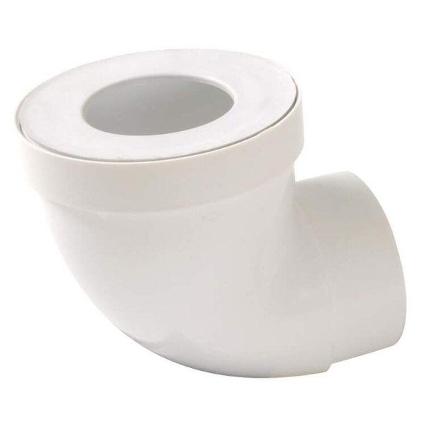 Pipe courte de wc femelle à 90°, pvc blanc, Ø 100, Ø dm mini 85, Ø dm maxi 107