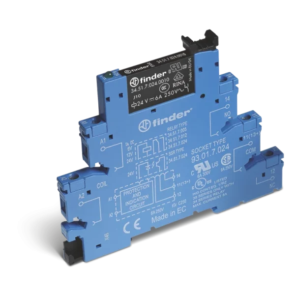 Interface modulaire a relais 6,2mm 1rt 6a 24vac/dc bornes a cage agni+5µau (385100245060)