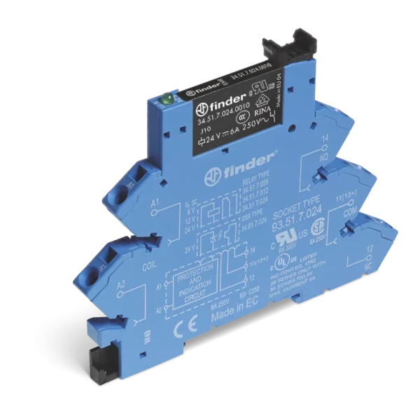 Interface modulaire à relais 1rt 6a 230-240v ac, agni, bornes à ressort (386182400060)