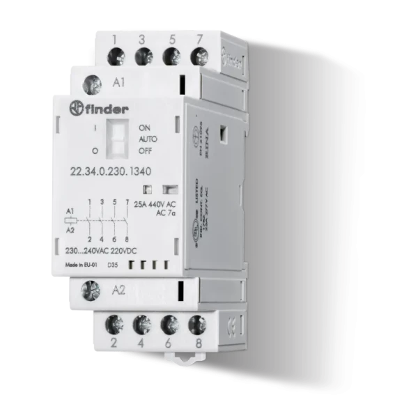 Contacteur modulaire 24vac/dc 4no 25a agsno2 indicateur mecanique + led sans selecteur (223400244320PAS)