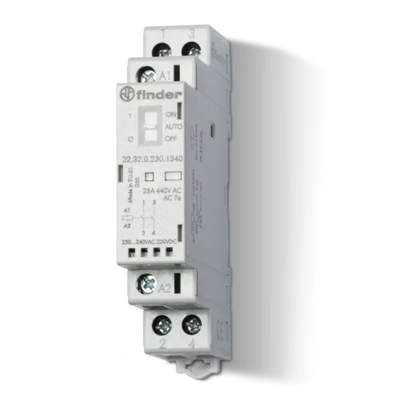 Contacteur modulaire 24vac/dc 1no+1nc 25a agsn02 indicateur mecanique + led sans selecteur (223200244520)
