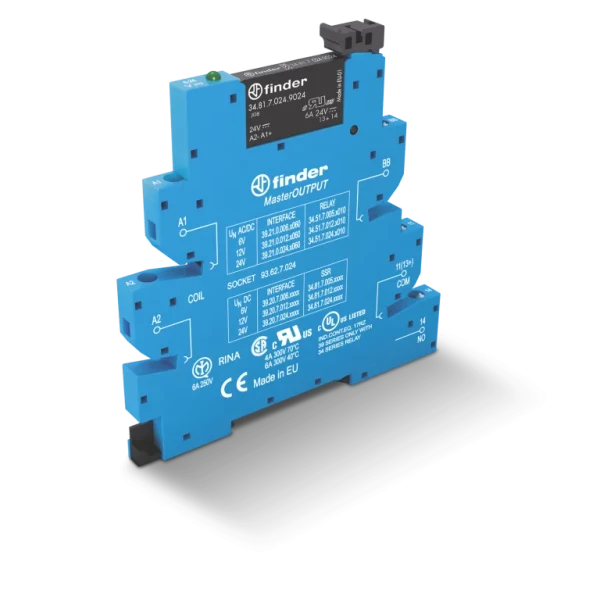 Interface mod a relais stat masteroutput 1no ent 125vacdc sort 24vdc 2a bornes cages (392001259024)