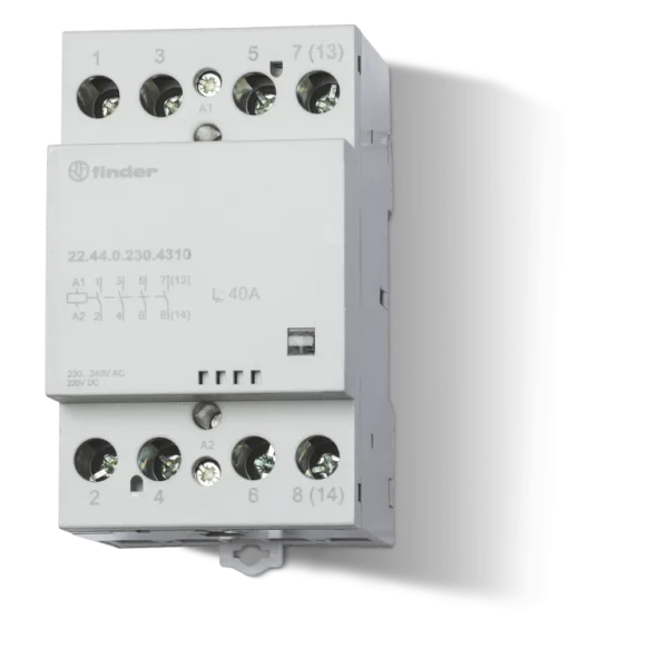 Contacteur modulaire 230…240vac/dc 3no+1nc 40a agsno2 indicateur mecanique (224402304710PAS)