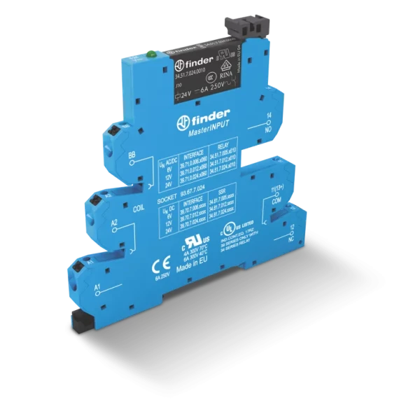 Interface mod a relais electromeca masterinput u= 230…240vac 1rt 6a bornes ressort type bornes automatiques agni+5µau (397182305060)