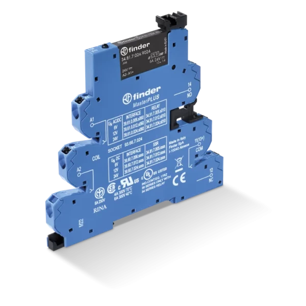 Interface mod a relais stat masterplus opt° porte fusibl 1no ent 24vac/dc sort 24vdc 2a bornes automatiq (396000249024)