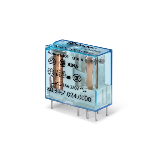Relais circuit imprime 1no 16a 60dc contacts agcdo pas 5mm lavable (406190600301)