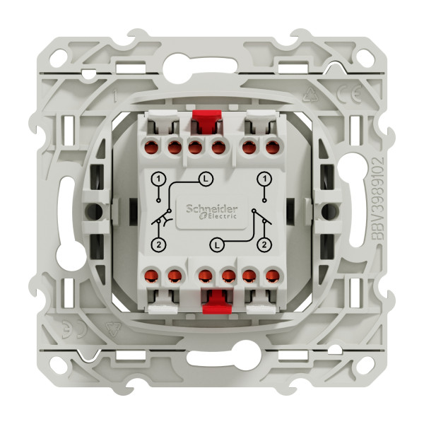 Va-et-Vient avec Poussoir NO/NF Aluminium 10 A Odace Schneider