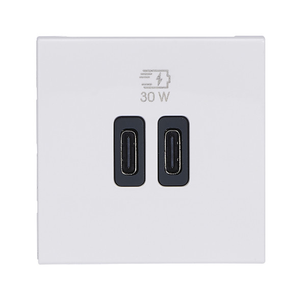 Chargeur 2 usb type-c + type-c power delivery mosaic - blanc