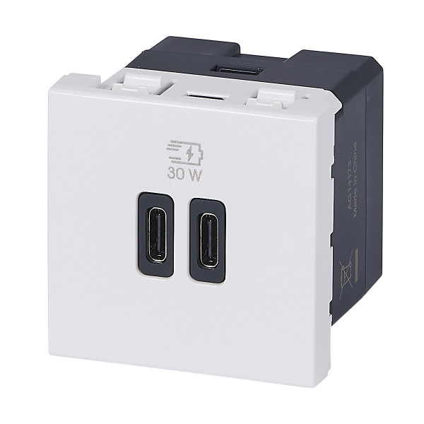 Chargeur 2 usb type-c + type-c power delivery mosaic - blanc