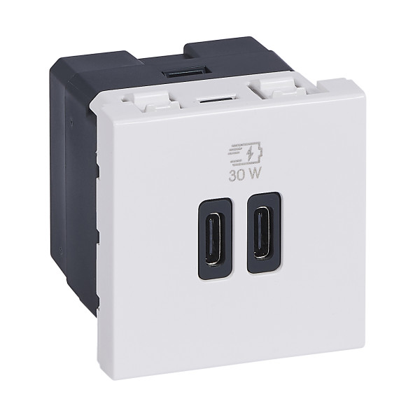 Chargeur 2 usb type-c + type-c power delivery mosaic - blanc