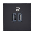 Chargeur 2 usb type-c + type-c power delivery mosaic - noir