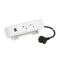 Bloc bureau 2x2p+t f/b + usb c+c 15w et cordon 2m fiche - blanc