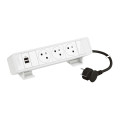 Bloc bureau 3x2p+t f/b + usb c+c 15w et cordon 2m fiche - blanc