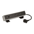 Bloc bureau 2x2p+t f/b usb c+c 63w power delivery cordon 2m fiche - alu-noir