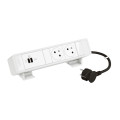 Bloc bureau 2x2p+t f/b usb c+c 63w power delivery et cordon 2m fiche - blanc