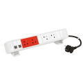 Bloc bureau 2x2p+t détrompées f/b 2 rj45 cat6 ftp cordon 2m fiche - blanc