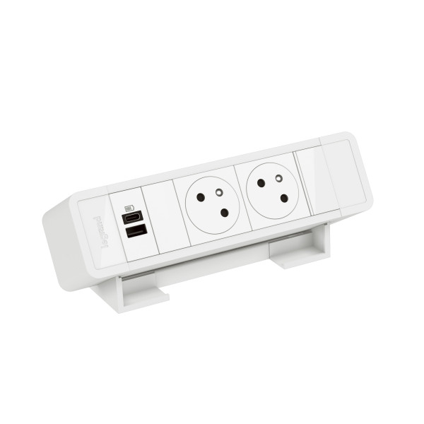 Bloc bureau 2x2p+t f/b usb a+c 15w à raccorder - blanc