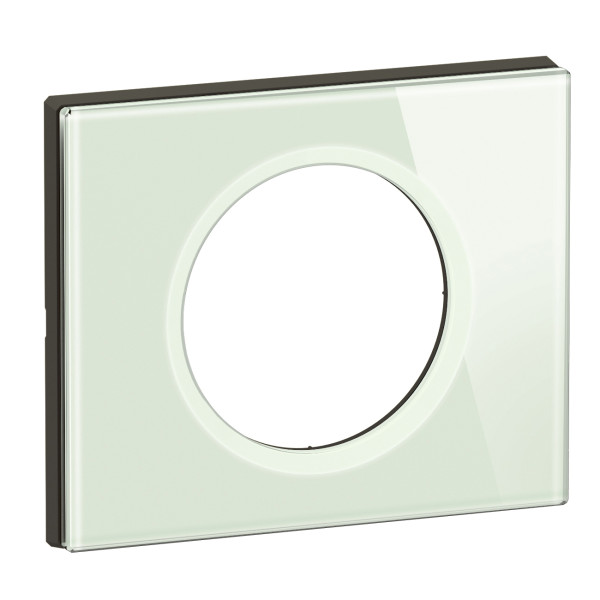  plaque de finition céliane 1 poste - verre opale blanc