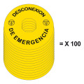 ETIQUETTE CIRCULAIRE JAUNE DESCONEXION DE EMERGENCIA DIA60MM