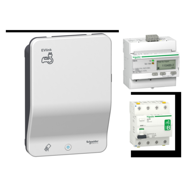 Evlink wallbox smart - kit t2s et te avec lecteur rfid - compt mid et rcd type b