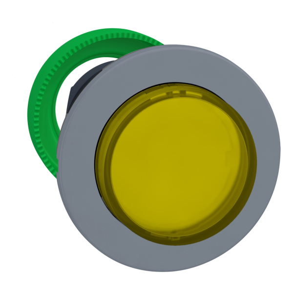 Harmony xb5 - tête bouton pous-pous lum - Ø22 - col flush grise - dépas - jaune